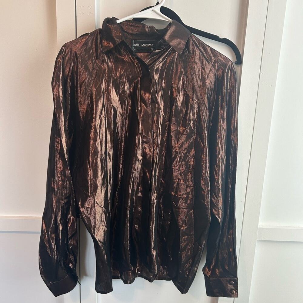 Kate Maxwell Shimery Brown Button Down 4